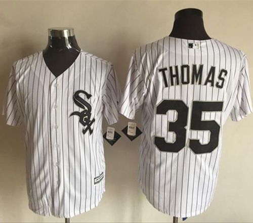 White Sox #35 Frank Thomas White(Black Strip) New Cool Base Stitched MLB Jersey - Click Image to Close